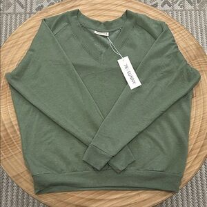 78 Sunny Olive V-Neck Sweater for Women
